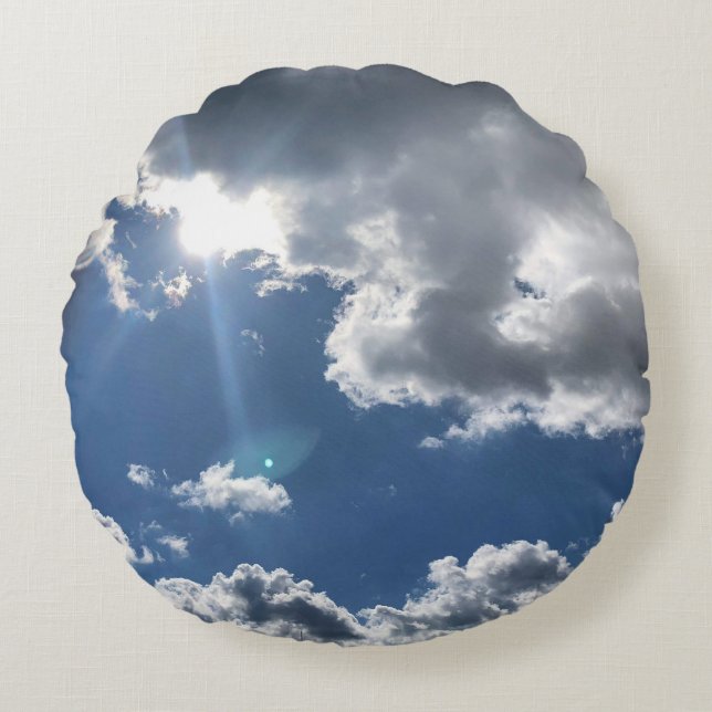 Almofada Redonda Belo Dia Brilhante (Frente)