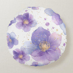 Almofada Redonda belo e elegante pata-flor-impressão sem costura