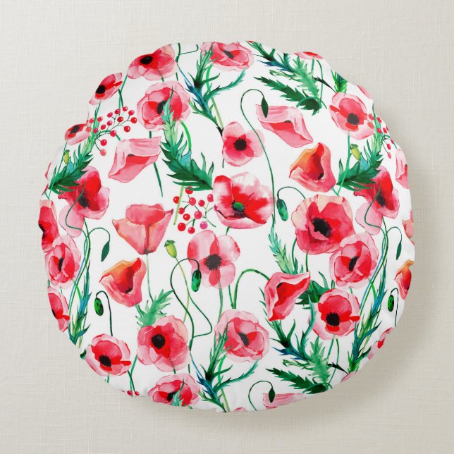 Almofada Redonda Belo e maravilhoso verão de ervas no outono (Frente)