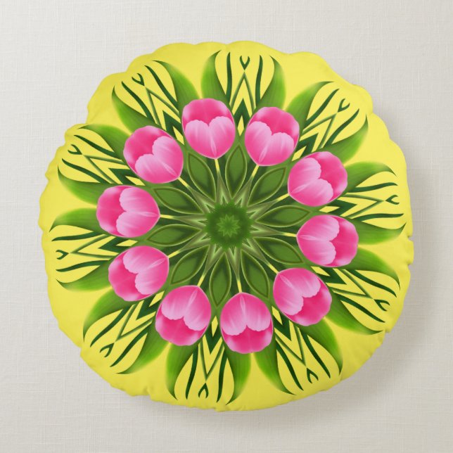 Almofada Redonda Belo Flor Mandala Design- 79358 (Frente)