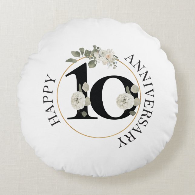 Almofada Redonda Belo Floral 10º ANIVERSÁRIO (Frente)