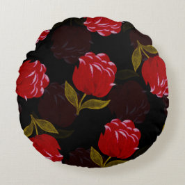 Almofada Redonda Belo padrão de bordados de rosas translúcidos