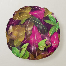 Almofada Redonda Belo Padrão de Folha de outono