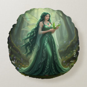 Almofada Redonda Belo polo de maio, Emerald Fairy