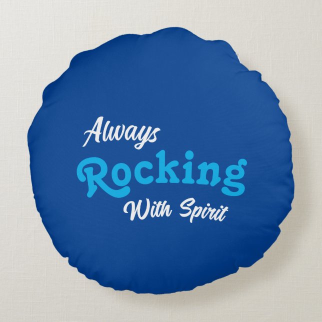 Almofada Redonda Bem-vindo ao nosso Porch / Always / Blue / (Verso)