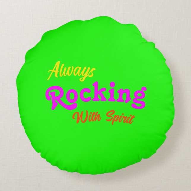 Almofada Redonda Bem-vindo ao nosso Porch / Always / Hot Green / (Verso)