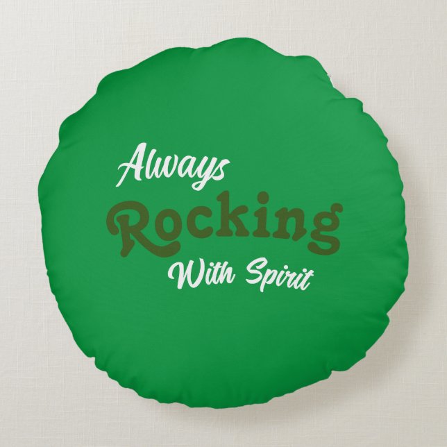 Almofada Redonda Bem-Vindo Ao Nosso Porch / Sempre / Verde / (Verso)