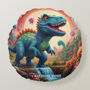 Almofada Redonda Bem-vindos ao Mundo Mágico de Dino Delights
