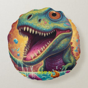 Almofada Redonda Bem-vindos ao Mundo Mágico de Dino Delights
