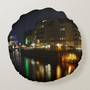 Almofada Redonda Berlin Germany Night Spree Alemanha Nacht