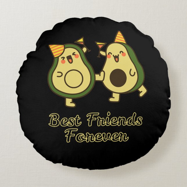 ALMOFADA REDONDA BEST FRIENDS FOREVER, FUNNY AVOCADO, FRIENDS DAY (Frente)