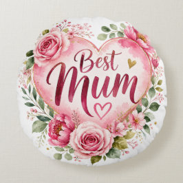 Almofada Redonda Best Mum Aquarell Blumenherz Design