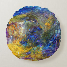 Almofada Redonda Besta Azul em Execução