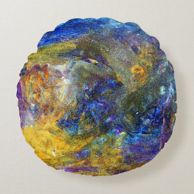 Almofada Redonda Besta Azul em Execução (Frente)