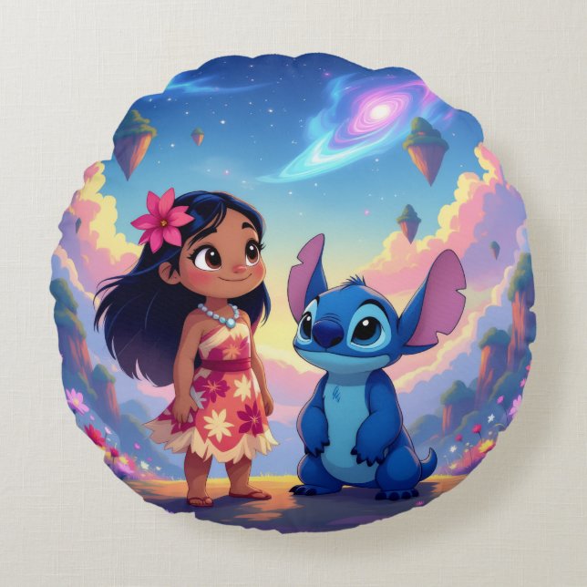 Almofada Redonda Beste Freunde fürs Leben – Lilo & Stitch   (Frente)