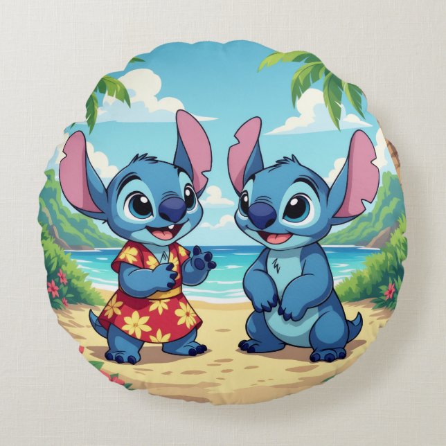 Almofada Redonda Beste Freunde fürs Leben – Lilo & Stitch   (Frente)