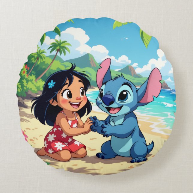 Almofada Redonda Beste Freunde fürs Leben – Lilo & Stitch   (Frente)