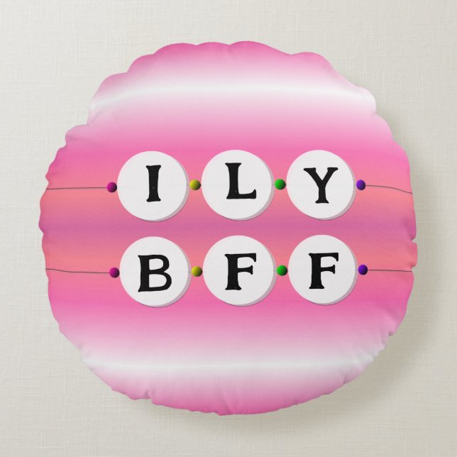 Almofada Redonda Bestie Bracelet - Design de Amizade (6 Miçangas) (Frente)
