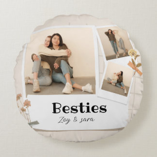 Almofada Redonda BESTIES, Colagem de Fotos e Nomes | FCFB