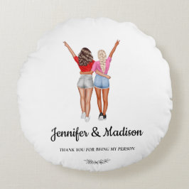 Almofada Redonda BFF Besties de Melhores Amigos Nome Personalizado 