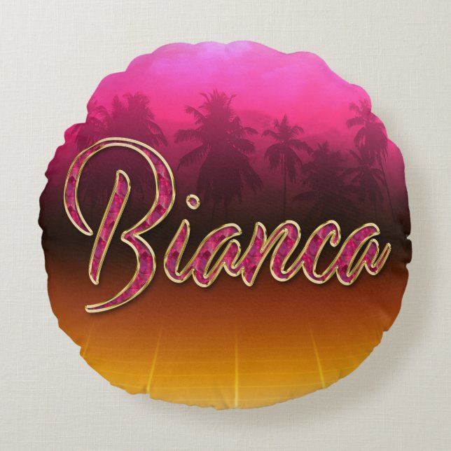 Almofada Redonda Bianca Vorname Name golden pink Kissen (Frente)