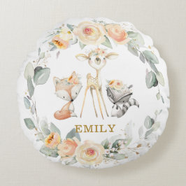 Almofada Redonda Bichos-de-floresta-de-bico-amarelo