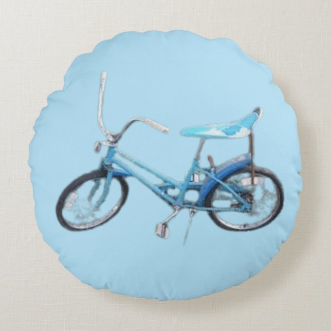 Almofada Redonda bicicleta azul (Frente)