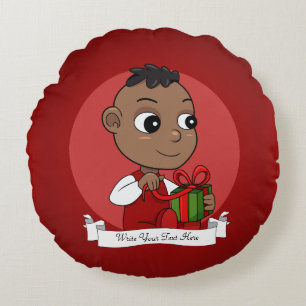 Almofada Redonda Bicicleta de Natal Afro-Americano