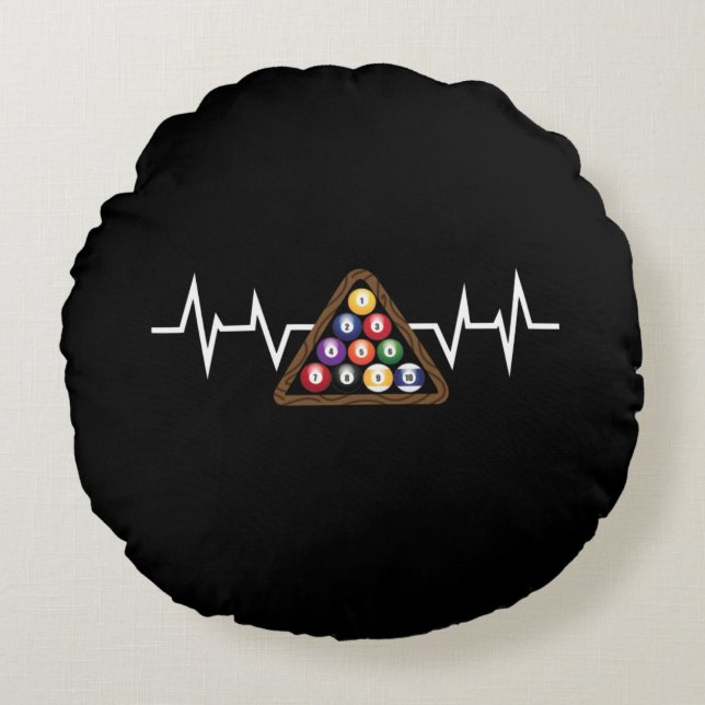 Almofada Redonda Billiard Ball Rack Heartbeat (Frente)