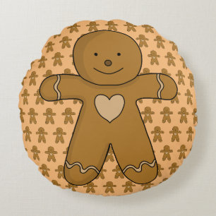 Almofada Redonda Biscoito de Natal do GingerBread