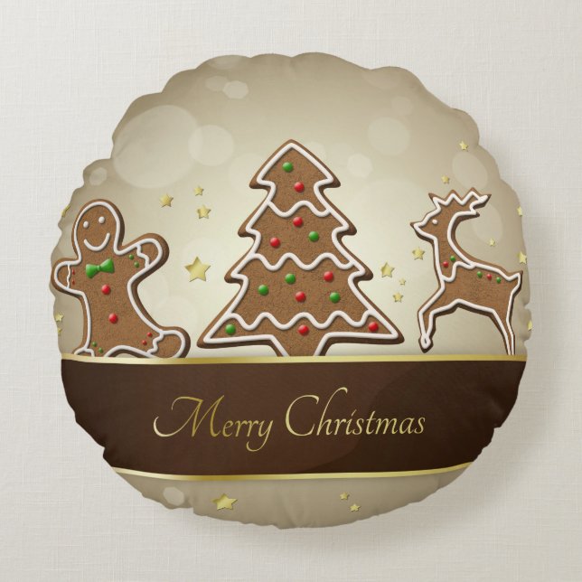 Almofada Redonda Biscoitos de pão-de-gengala (Frente)