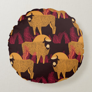 Almofada Redonda Bison High Grass: Padrão de Campo.