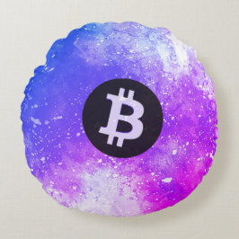 Almofada Redonda Bitcoin Aquarela (Estilo 2 - Miami)