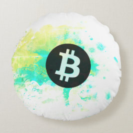 Almofada Redonda Bitcoin Aquarela (Estilo 7 - Pilha de Sats)