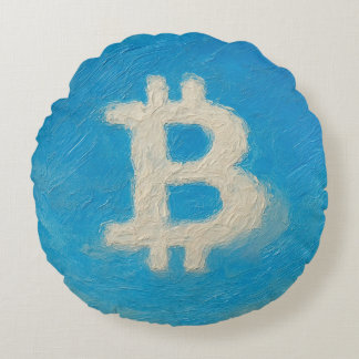 Almofada Redonda Bitcoin Blue Sky (Oil, Style: 1)