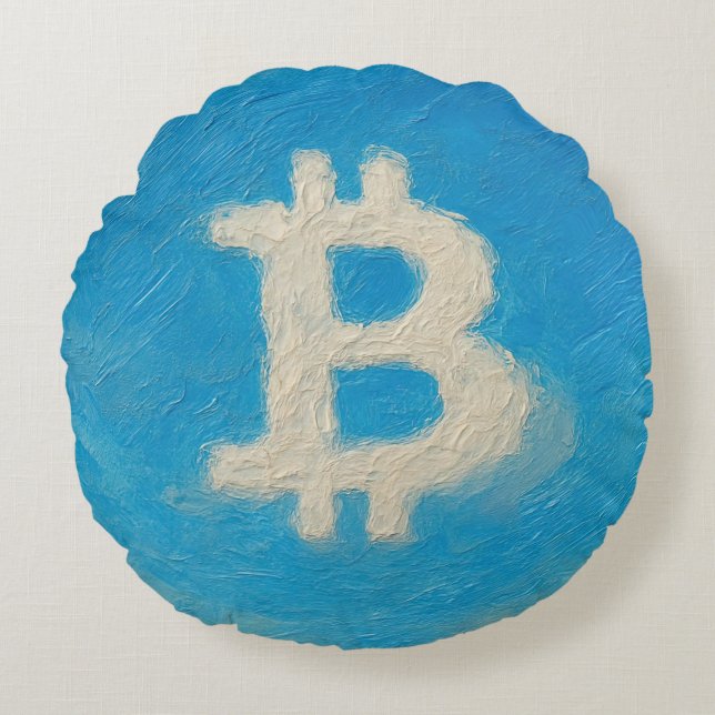Almofada Redonda Bitcoin Blue Sky (Oil, Style: 1) (Frente)