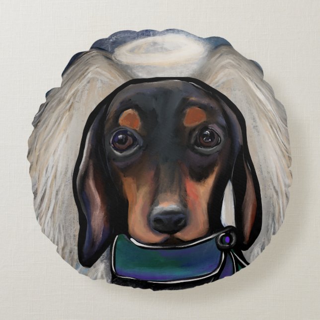 Almofada Redonda Black and Tan Dachshund (Frente)
