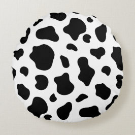 Almofada Redonda Black and White Cow Print Pillow Decorative 