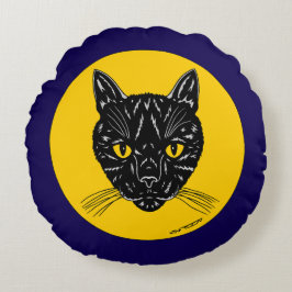 Almofada Redonda Black Cat Face