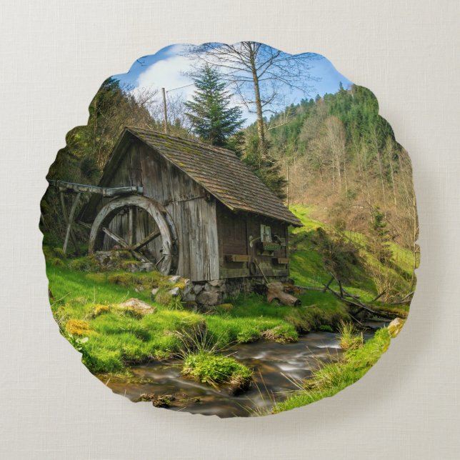 Almofada Redonda Black Forest Grist Mill Alemanha (Frente)