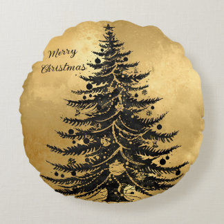 Almofada Redonda Black Gold Christmas Tree , Luxury