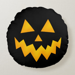 Almofada Redonda Black Halloween Jack o Lanterna Brilhando Pumpkin