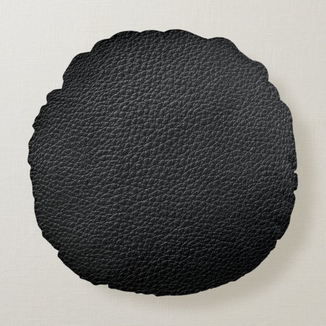 Almofada Redonda Black leather texture and backgroundleather,textur (Frente)