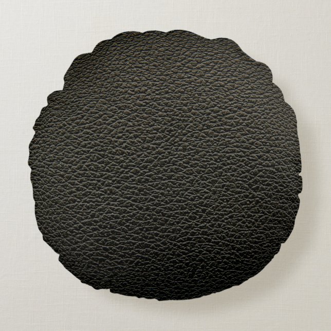 Almofada Redonda Black leather texture or background. abstract,anim (Frente)