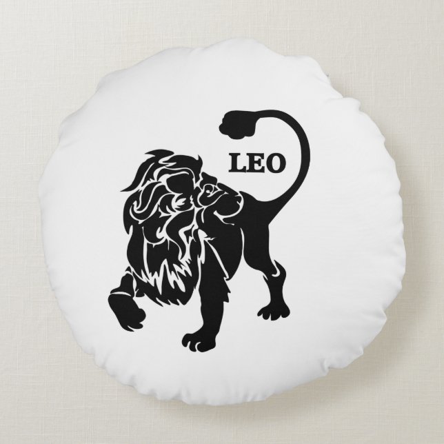 Almofada Redonda Black Leo Lion Zodiac (Verso)