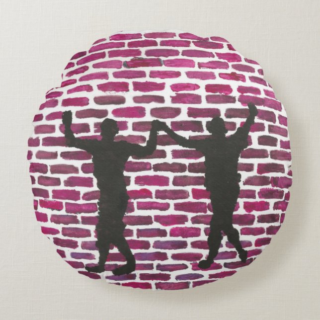 Almofada Redonda Black Magic Hollyhock by Yeshaya Dank Wood Wall Ar (Frente)