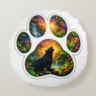 Almofada Redonda Black Panther Jungle Paw Design