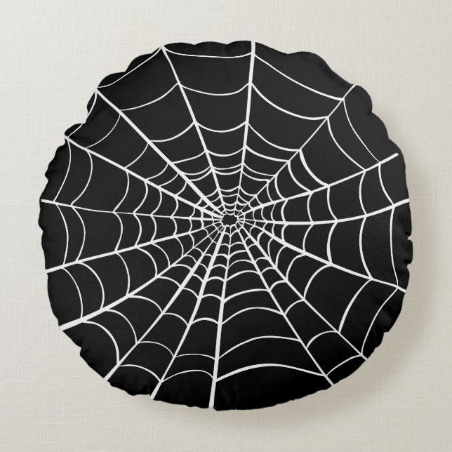 Almofada Redonda Black White Spider Web (Frente)