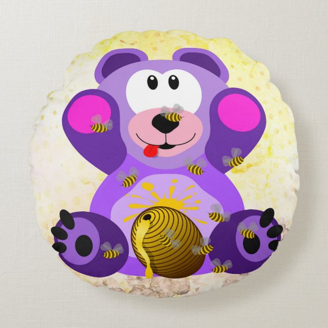 Almofada Redonda Blauer Honig Bär (Frente)