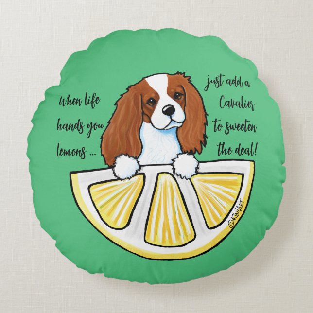 Almofada Redonda Blenheim Cavalier Life Lemons Accent Pillow (Frente)